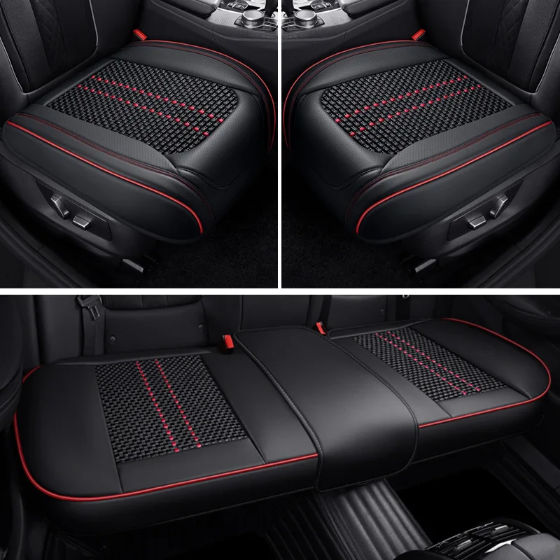 Ice Silk Leather Car Seat Cover Luxurious Breathable Protection Anti-slip Seat Cushion Four Seasons Car Interior Accessories