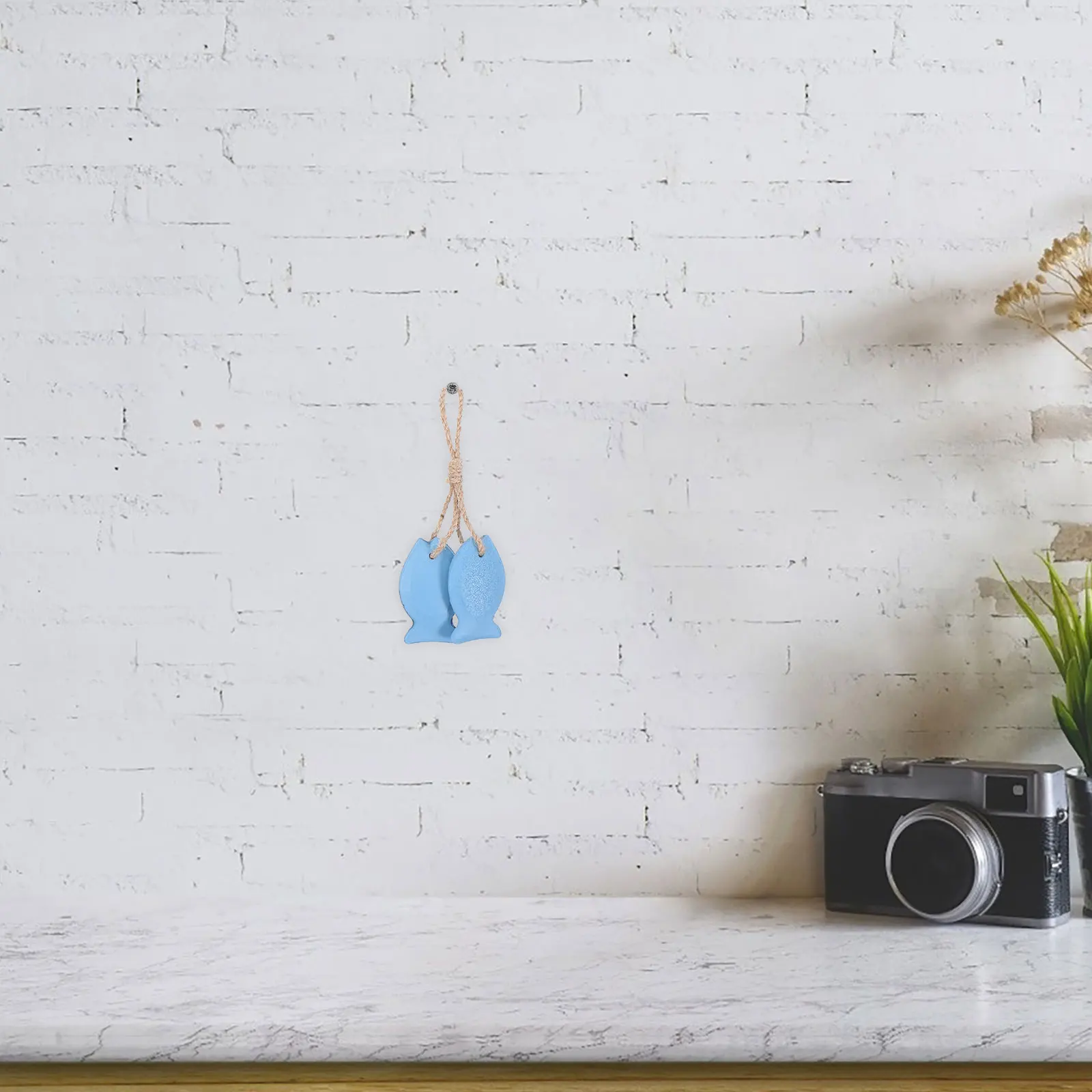 

4Pcs Mediterranean Style Nautical Beach Decorations Mini Fishnet Lifebuoy Fish Ornaments Hanging for Coastal Home Party Decor