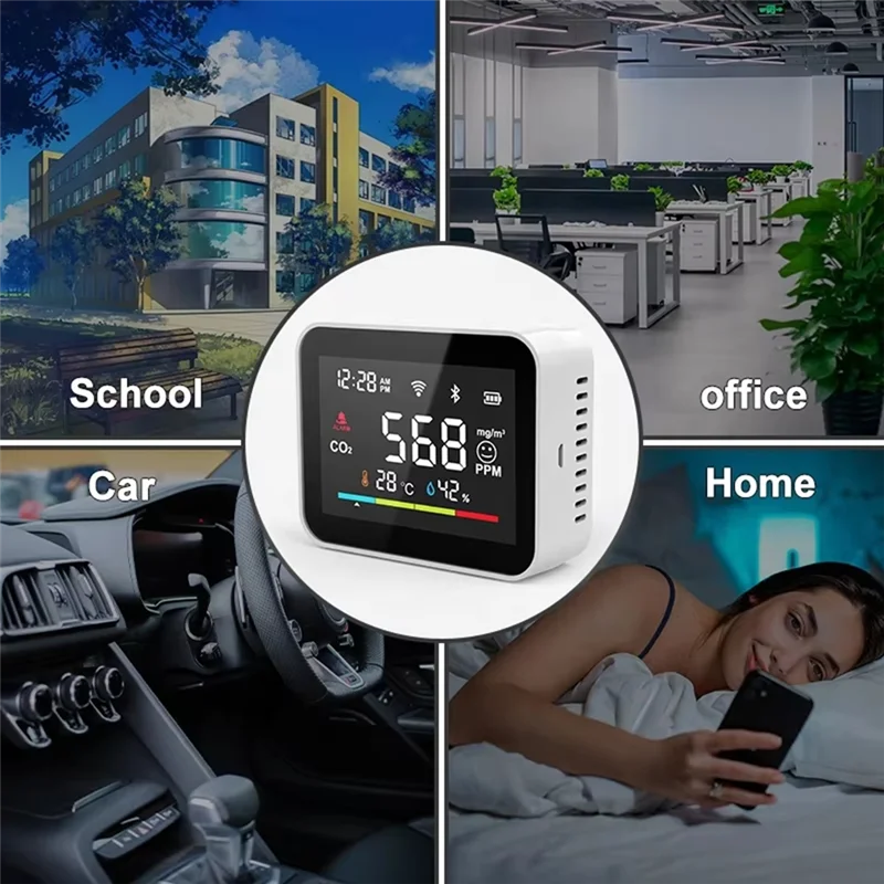 A47Z Tuya Co2 Dioxide Detector WIFI CO2 Monitor Meter Co2 Sensor Tuya Indoor Agricultural Greenhouse Air Humiture Sensor