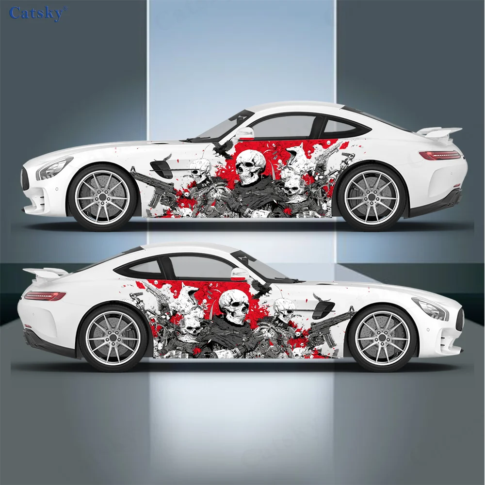 

Violent War Gun Skull Car Vinyl Wraps Decal Self-adhesive PVC Sticker Suitable for Trucks SUV Decoration Auto Accessories Gift