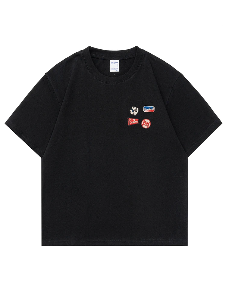 

Тяжелая футболка из чистого хлопка ort Sve, мужская летняя новая модная брендовая круглая футболка с мультяшной вышивкой Ne Base irt Top