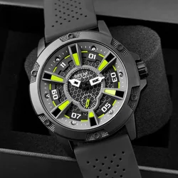 BREAK Top-Reloj de pulsera deportivo para hombre, cronógrafo de cuarzo, con correa de goma, estilo militar, resistente al agua