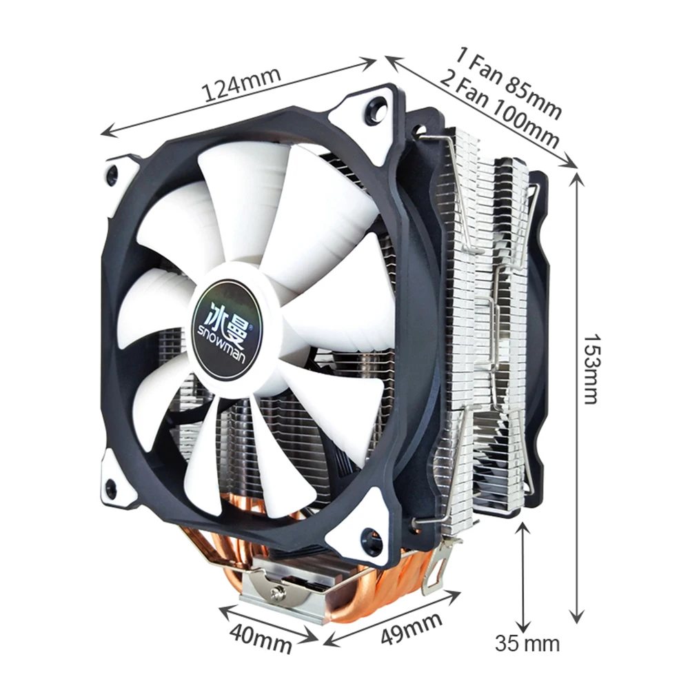 Imagem -06 - Boneco de Neve Cpu Cooler Tubos de Calor 120 mm Pinos Pwm Rgb Cpu Ventilador de Refrigeração pc Silencioso para Intel Lga 1200 1150 1151 1155 2011 Amd Am4 Am3