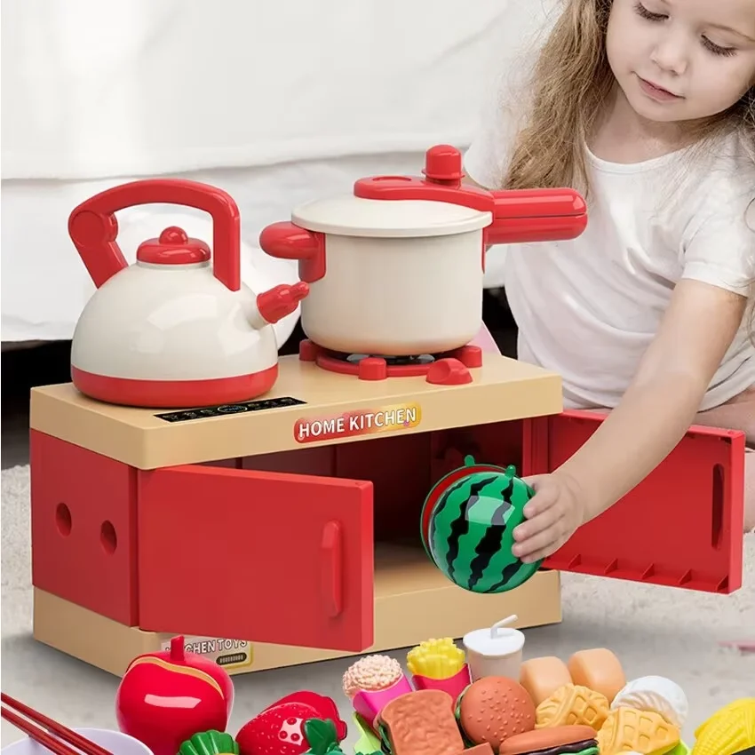 Conjunto de brinquedos de cozinha para crianças, 84/70/56/33 peças, kit de acessórios de cozinha com panelas, comida de fingir, brinquedo de cozinha, presente para meninos e meninas