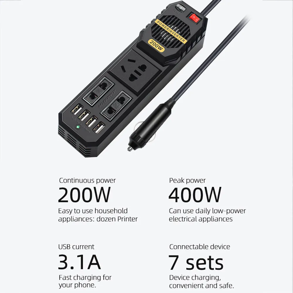 BYGD 400W Power Inverter 12v zu 220 Strom Inverter 5V 3,1 A 4 USB 3 Universelle Buchse adapter 220 zu 12V Auto power inverter