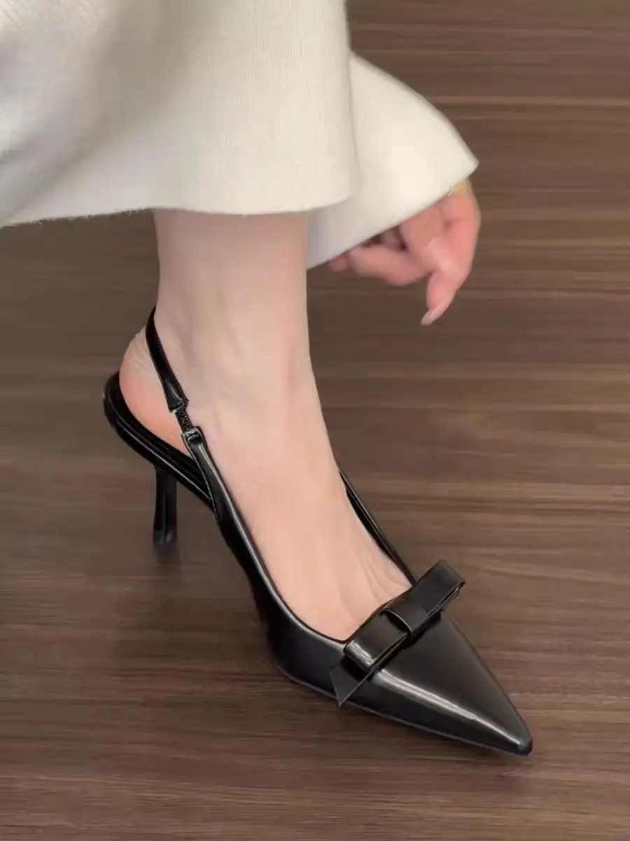 Sandalias de tacón alto con punta y lazo 2026 para mujer, zapatos de diseñador de marca, sandalias de moda, zapatos sexys con tiras, mules elegantes, zapatos casuales.