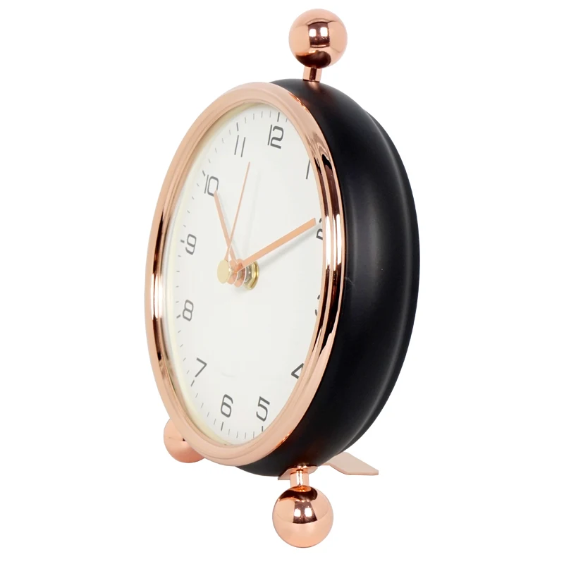 1PC European simple pointer table clock Desktop creative metal desk clock living room decoration silent quartz clock
