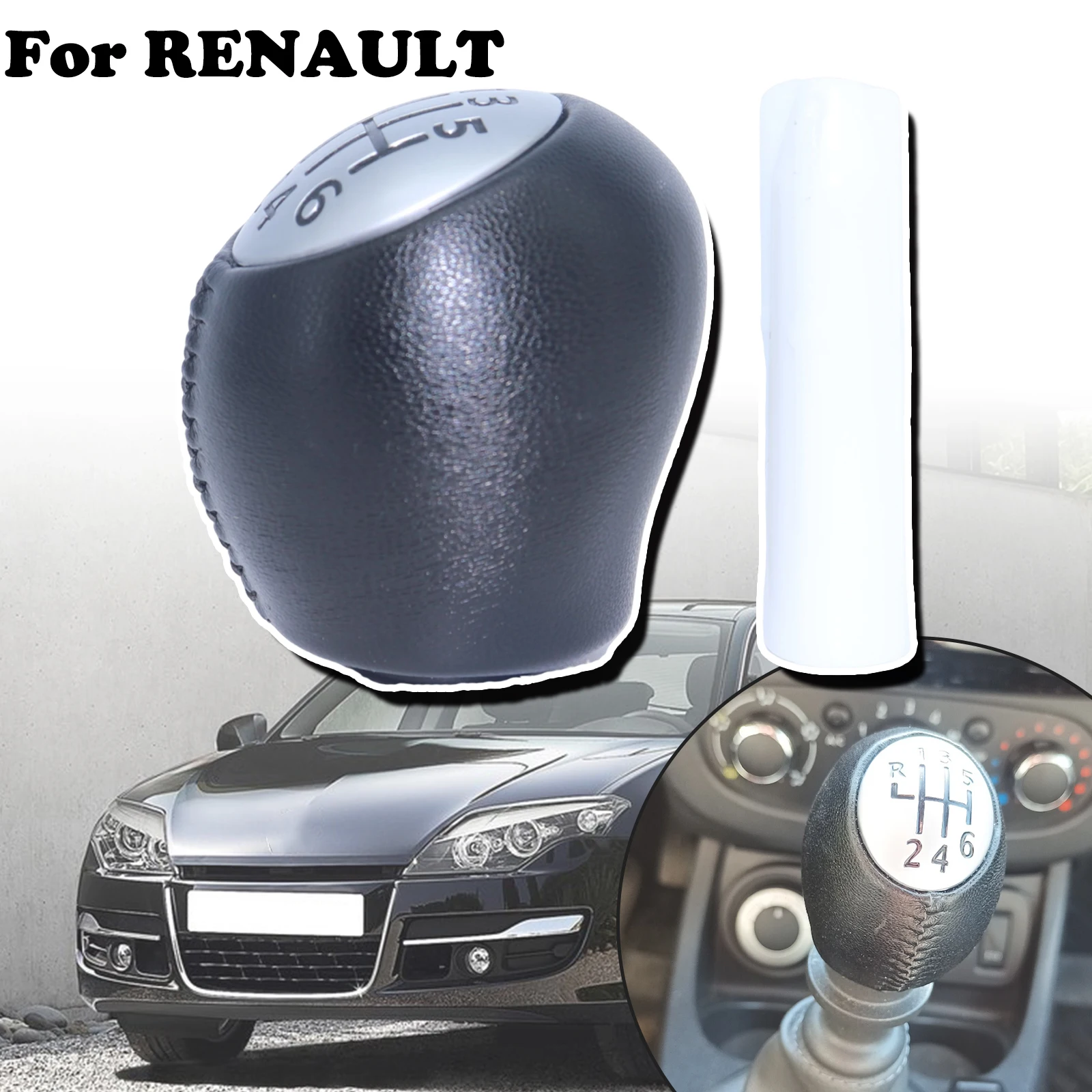 

6 Speed Gear Shift Knob Leather Handleball For RENAULT LAGUNA SCENIC III MEGANE III TRAFIC MASTER FLUENCE Interior Accessories