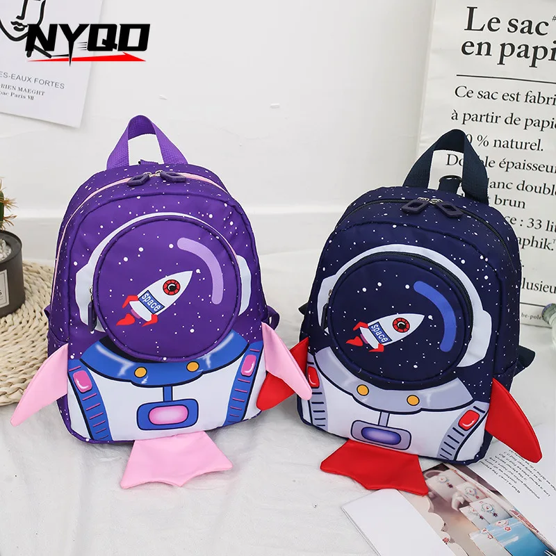 Children Anti-lost Lightweight Backpack Space Rocket Towing Rope Kids Early Education Backpack Детский рюкзак. 어린이 분실 방지 배낭