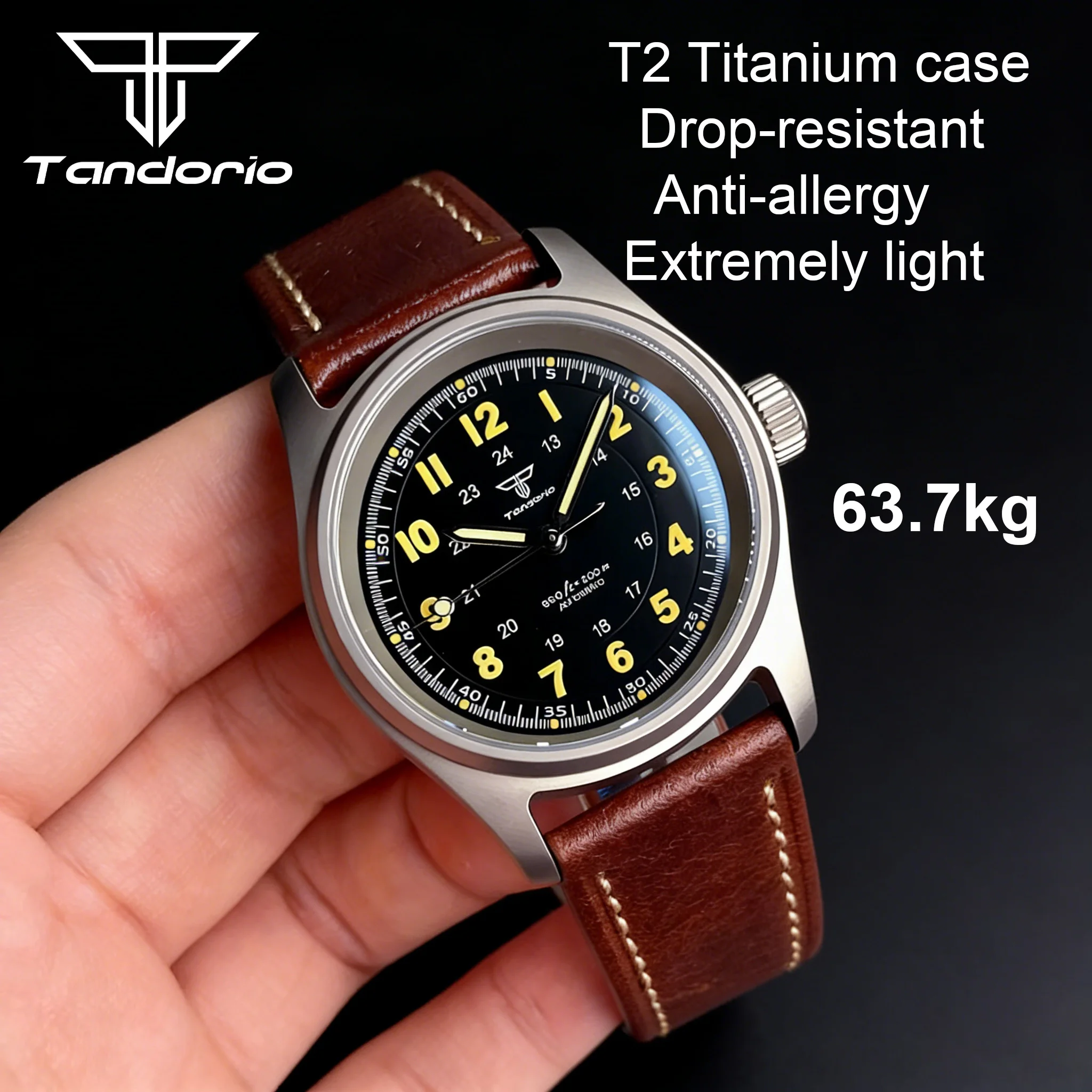 

NEW 36mm Titanium Pilot Watch Miyota 8215 Movement 200M Waterproof Dive Mechanical Wristwatch Man Watch Sport Clock Leather Band