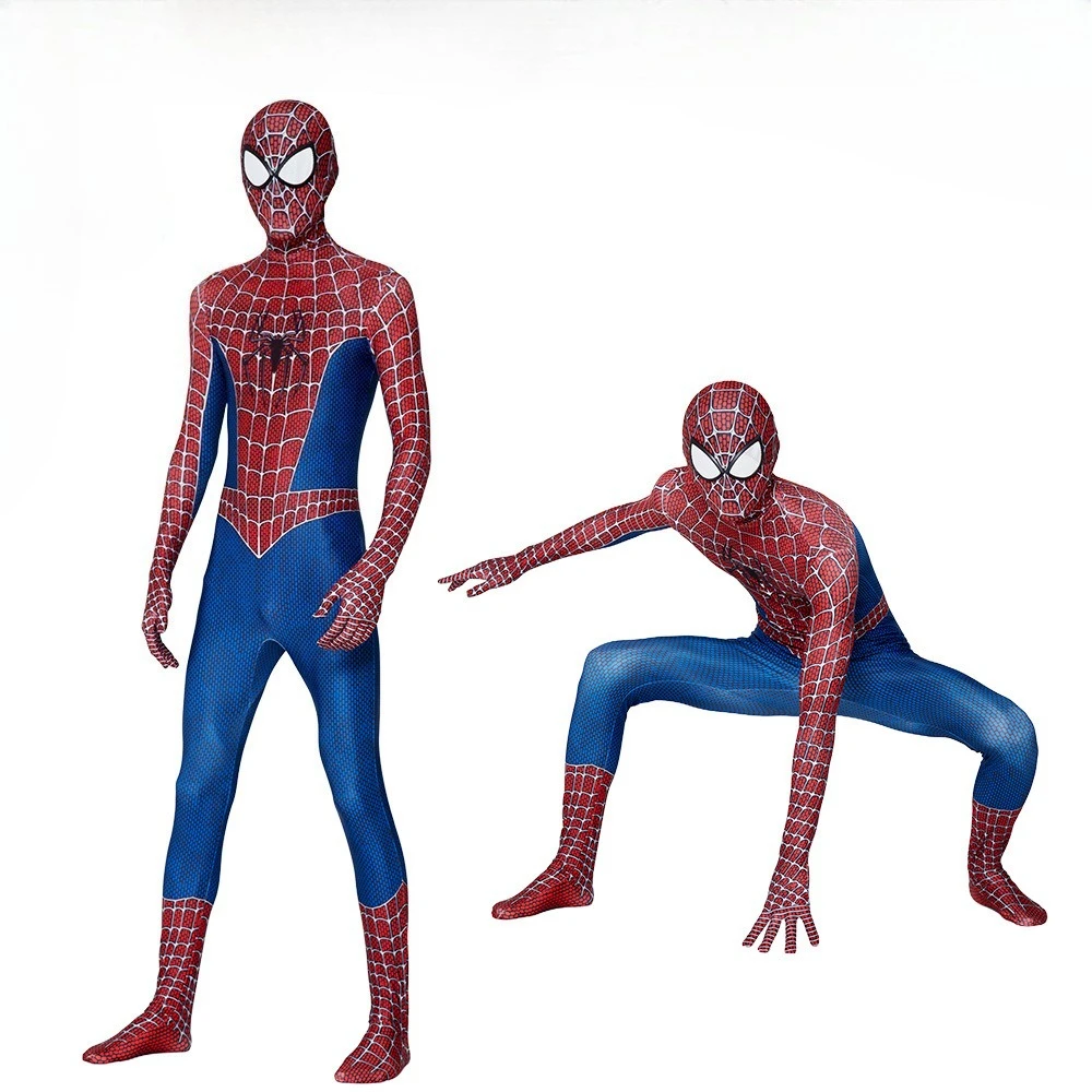 نوعية جيدة الكبار زي خارقة حللا الرجال تأثيري سبايدرمان ارتداءها القبعات هالوين كرنفال وتتسابق #1