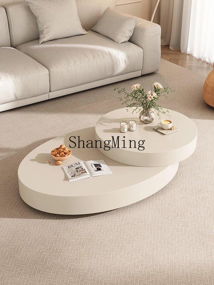 CLwabi wind oval living room coffee table table cream wind rotating coffee table modern minimalist retro