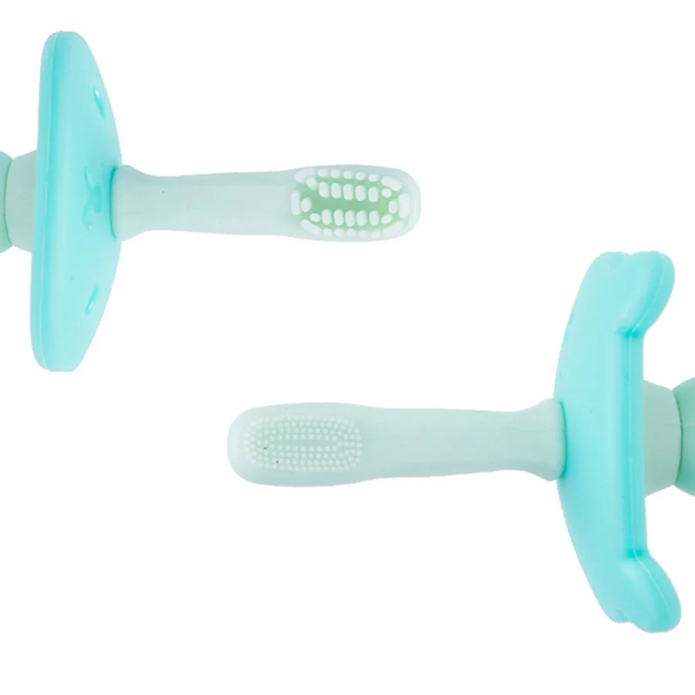 فرشاة أسنان للأطفال من السيليكون الأخضر بشعيرات ناعمة آمنة لتدريب الأطفال الصغار فرشاة أسنان للأطفال الرضع وسادة تسنين لتخفيف اللثة