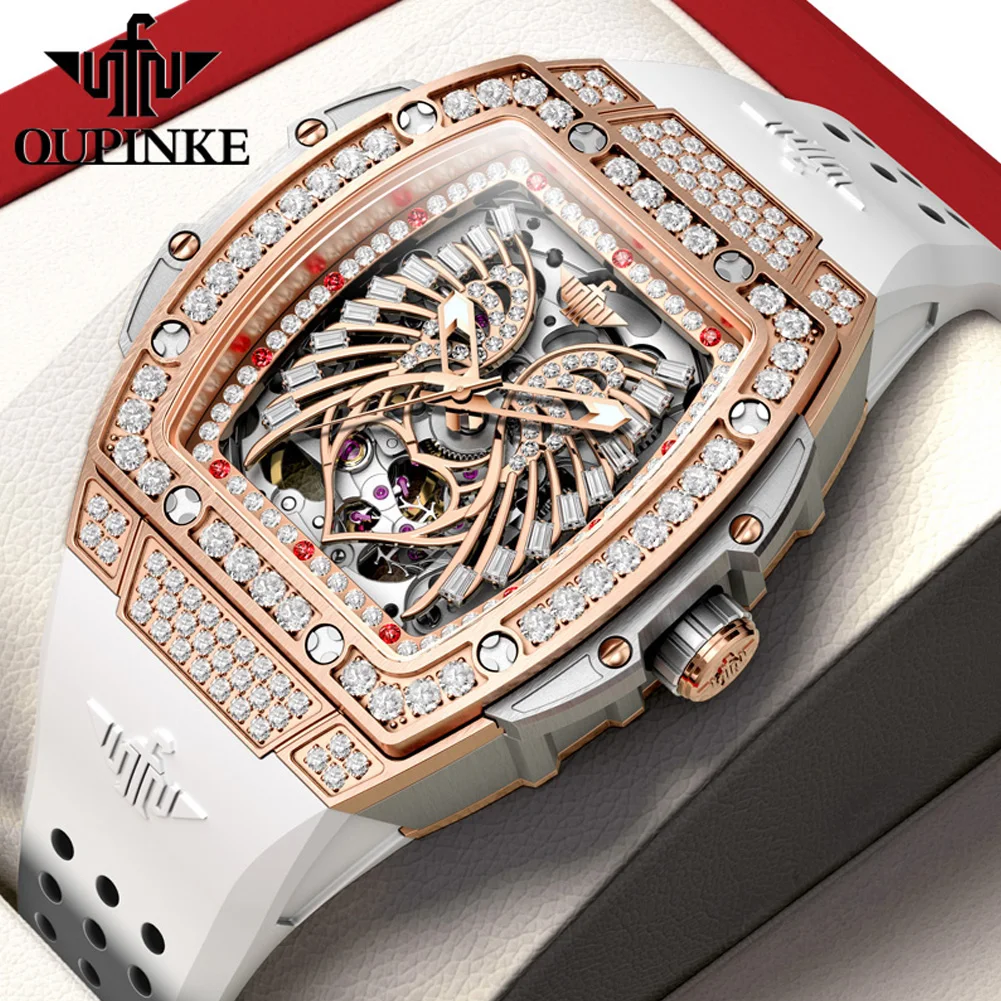 OUPINKE 3225 Womens Watch Original Luxury Hollow Out Automatic Mechanical Watch Diamond Bezel Watches For Women Waterproof Gifts