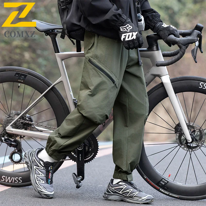 Vintage Men's Cargo Pants Autumn Relaxed Adjustable Waist Buckle Sweatpants Outdoor Camping Hiking Comfort Breathable Trousers