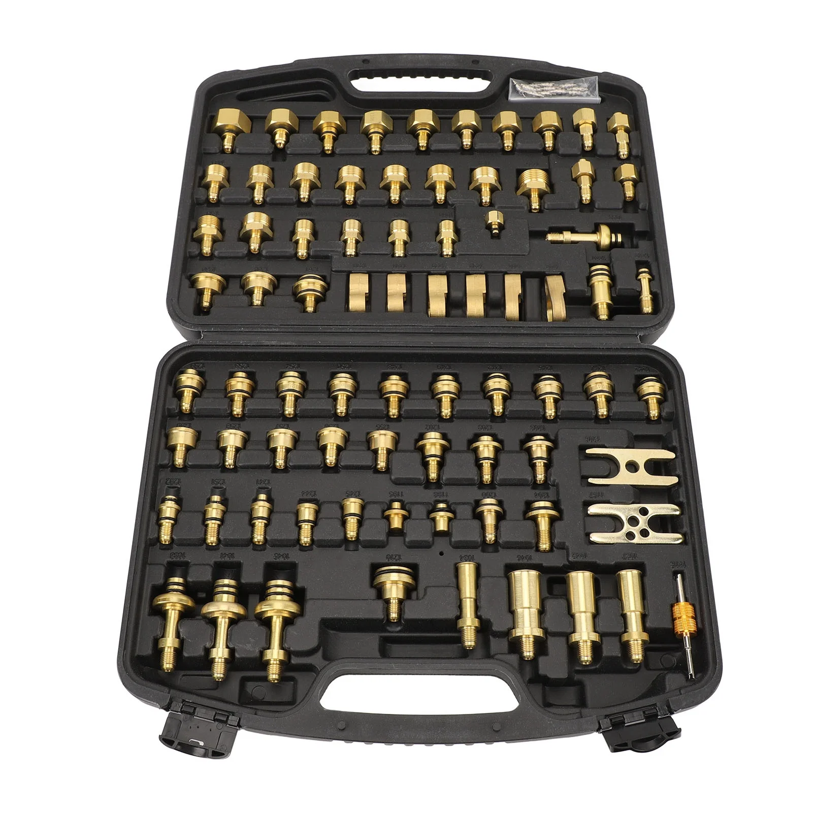77Pcs Car Air Conditioning Leak Test Kit Brass Ac Leak Detection Tools Connector Repair Kit for Car Auto AC