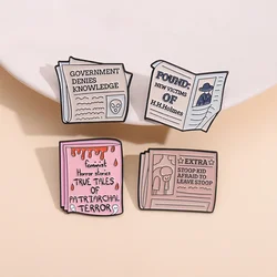 Message Newspaper Alien Ghost Enamel Pin Horror Brooch Halloween Jewelry Lapel Clothes Friend Wholesale Gift Badge News
