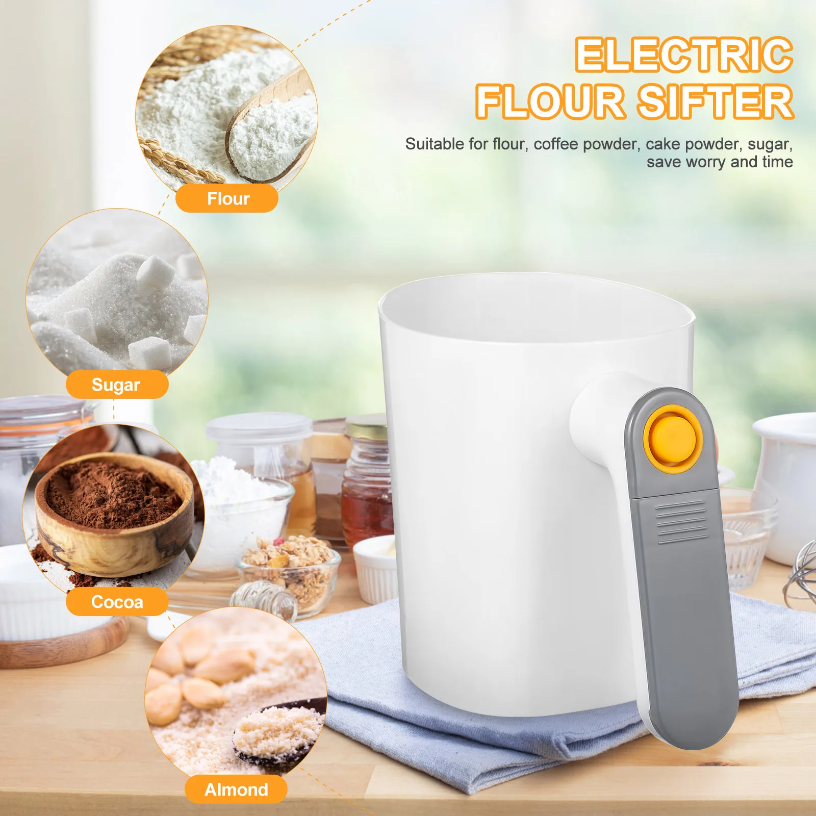 

Электрический кухонный просеиватель, электрический просеиватель для муки, портативное сито для муки, ручной просеиватель для выпечки, инструменты для приготовления выпечки и кондитерских изделий