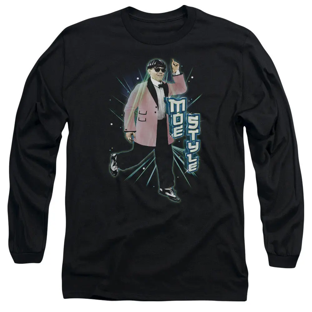 Three Stooges Long Sleeve T-Shirt Moe Style Black Tee