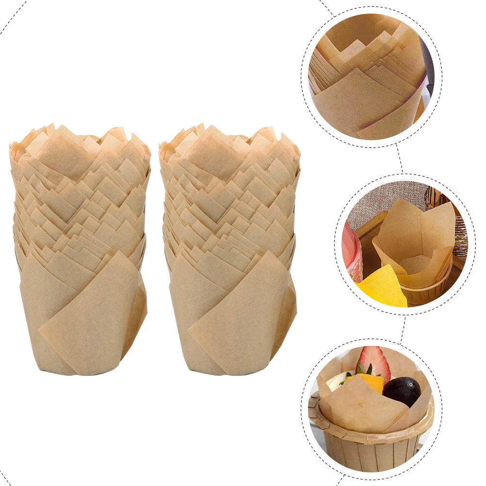 

200 Pcs Cake Cups Color Cupcake Liners Silver Greaseproof Oil Baking Wrappers Holders Paper Muffin Rectangle