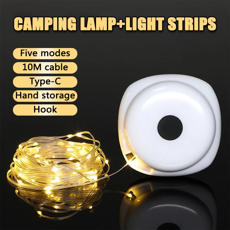 10M LED Atmosphere Strip Camping Light USB Rechargeable Tent Lamp Waterproof Portable Lantern For Outdoor Garden Room Decoration