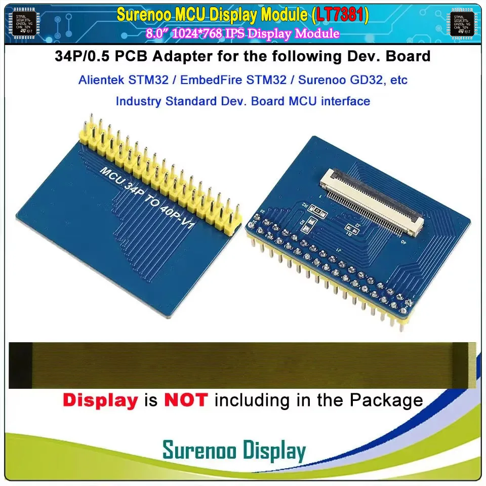 8.0" inch 1024*768 LT7381 MCU Parallel IPS TFT LCD Module Display Screen Monitor CTP Capacitive Touch Panel for Alientek STM32