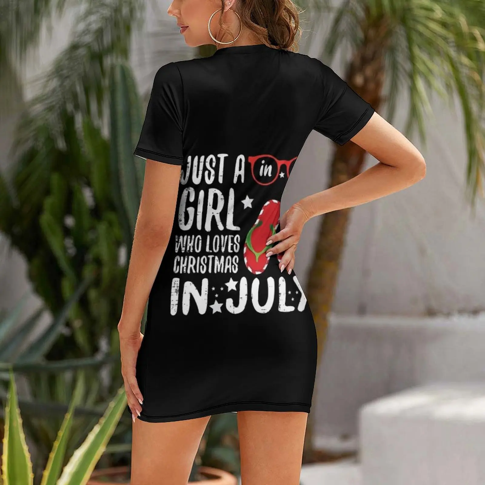 Just A Girl Who Loves Christmas In July T-Shirt Short Sleeved Dress evening dress loose women's dress