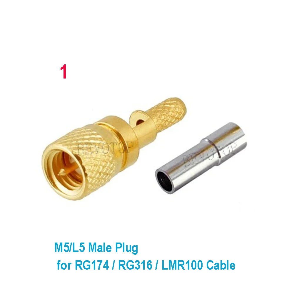 10PCS M5 Microdot Compatible Connectors Male 10-32UNF For RG174 RG316 RG178 Ultrasonic Flaw L5 Connector BEVOTOP