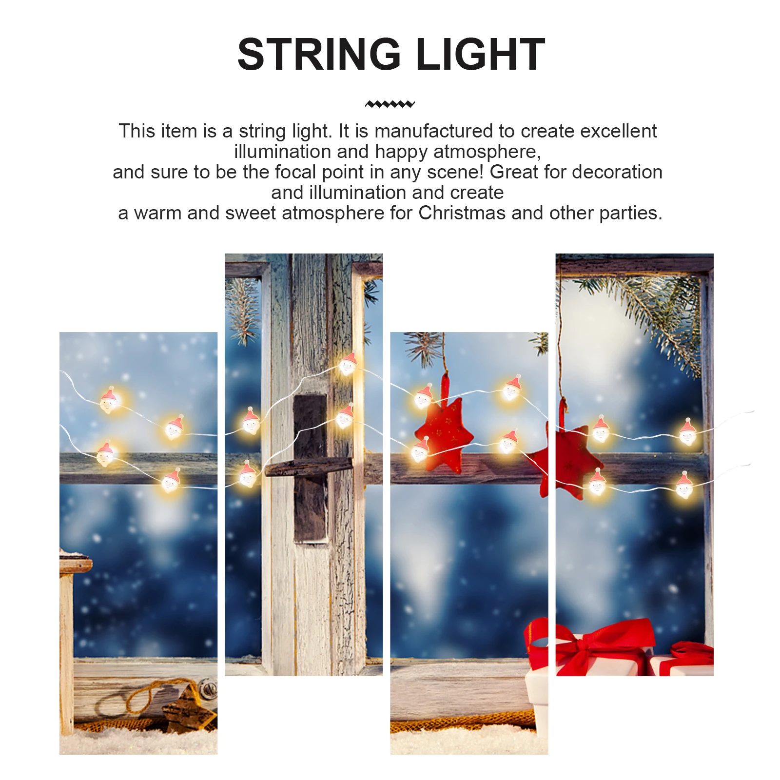 

1pc Christmas Light String Led Lamp Party Decorative Xmas Lights Portable Durable Backdrop Wedding Restaurant Hotel Decor