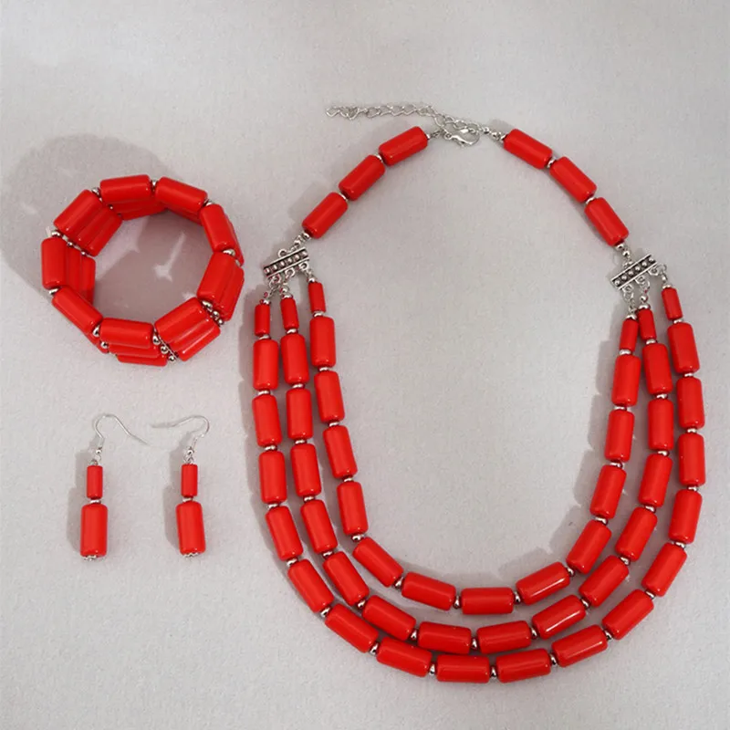 Fashion Jewelry sets Colorful Acrylic Wave Shaped Multilayer Necklace Earrings Bracelet Set For Women Bijoux Vintage Accessoires