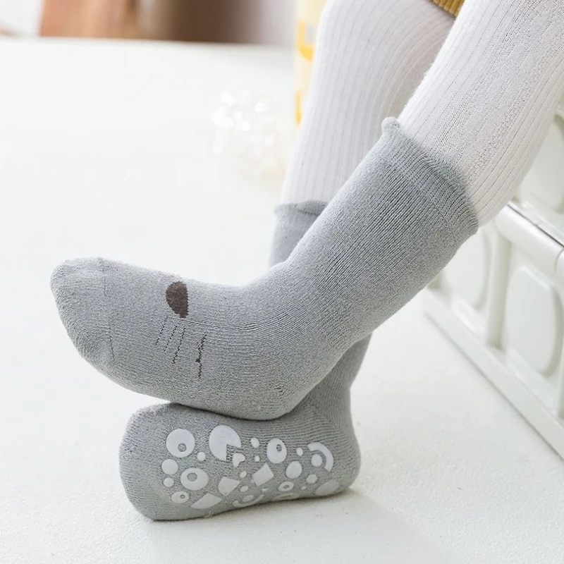 

Нескользящие утолщенные хлопковые носки для малышей на зиму и осень, носки-чулки до колена для дома, детские комнатные носки ​