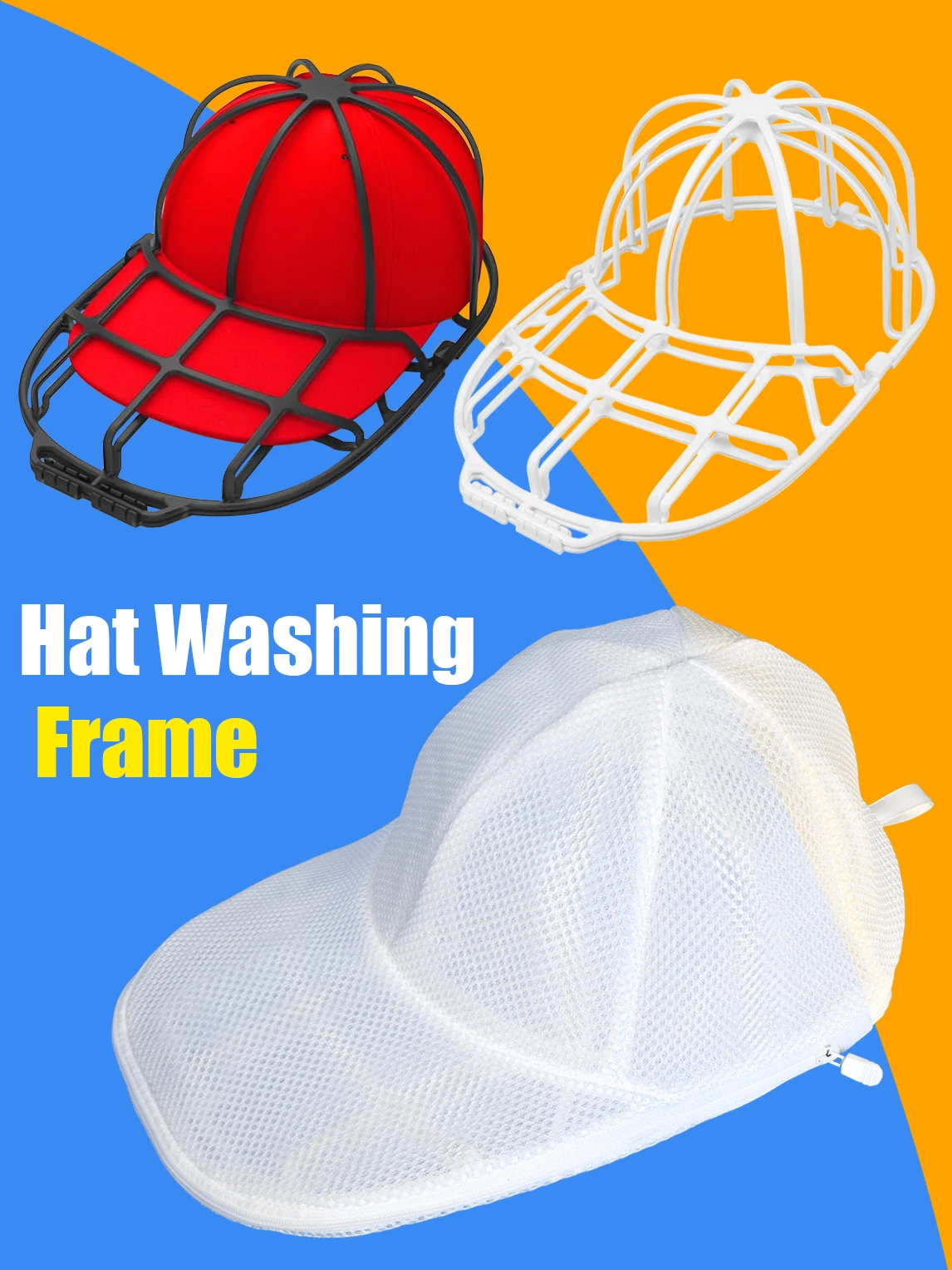 Washing Machine Hat Washing Protector Hat Cleaning Machine Washable Laundry Bag Anti-Deformation Secure Hat Storage Solution