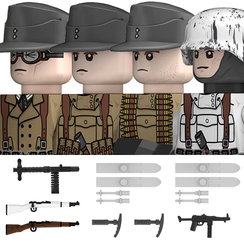 WW2 Militär-Infanterie-Soldaten-Figuren Bausteine Großbritannien USA Sowjetunion Legion Gepanzerte Truppen Waffen Helm Bausteine Spielzeug Geschenk