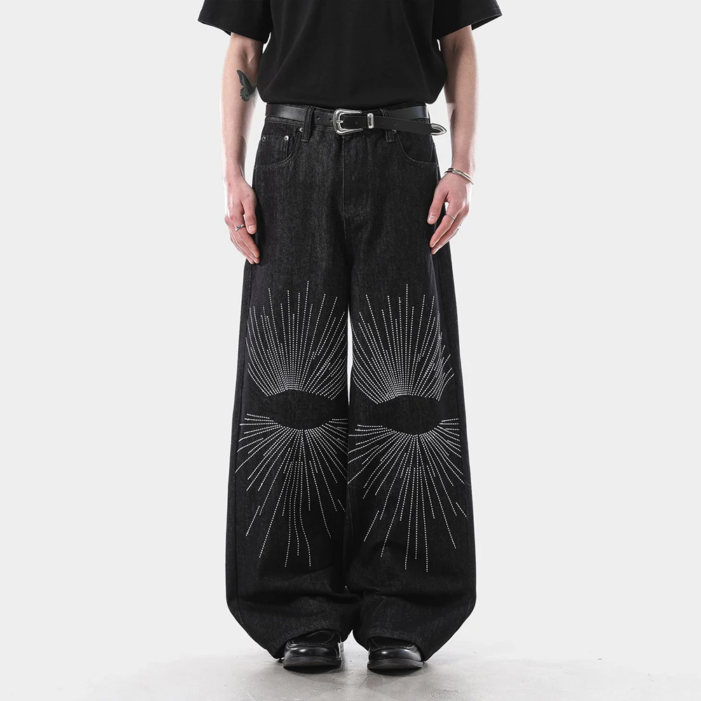 

Men Jeans Embroidered Trendy Casual Pants Streetwear American Retro Personality Versatile Wide-Leg Pants Men'S Clothing 2025 New
