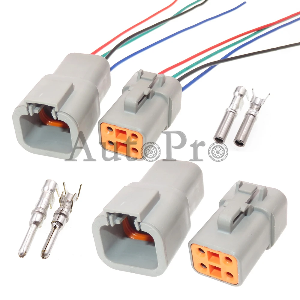 1 Set 4 Hole Auto Starter Sealed Socket DTP06-4S DTP06-4P Automobile Engine Cable Connector Car Accessories