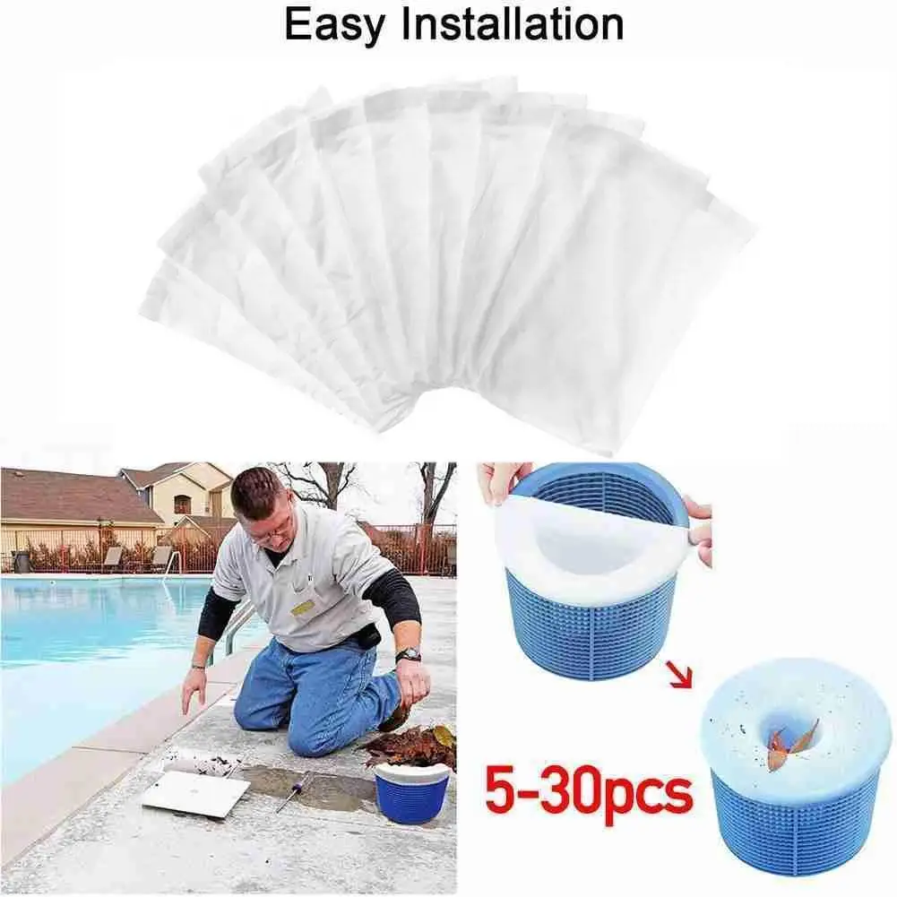 5/10/20pc Pool Skimmer Socks Elastic Nylon Mesh Design Pond Debris Leaves Filters Basket Skimmers Swimming Pool Clean Accessorie