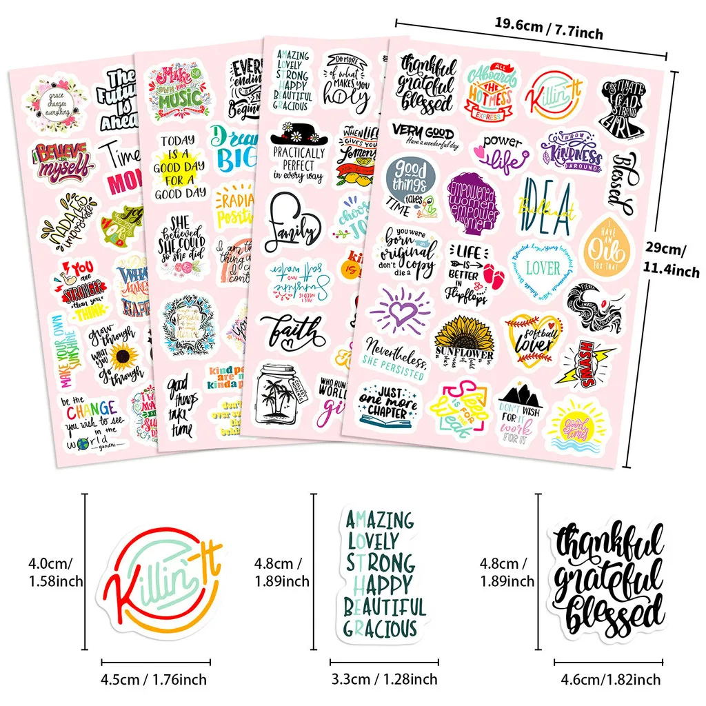 100PCS Inspirational Phrase Graffiti Stickers - 4 Sheets, Decor for Notebook, Phone & Water Cup AnimeWorlds Store