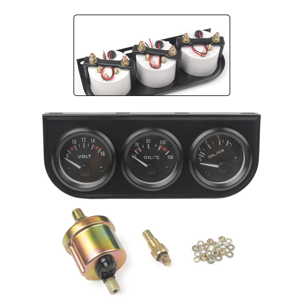 1pcs 8V-16V 52mm 3-in-1 Multifunction LED Additional Instruments Indicator Multifunction Additional Instruments Parts
