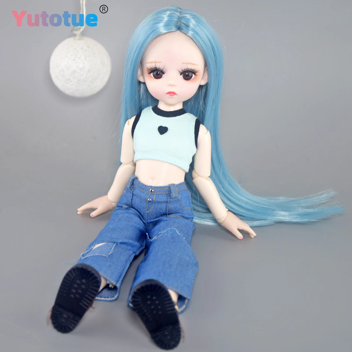 YUTOTUE 30cm Height Girl Doll with Long Straight Hair Wig Fashion Clothes Set BJD Toy Kids Gift