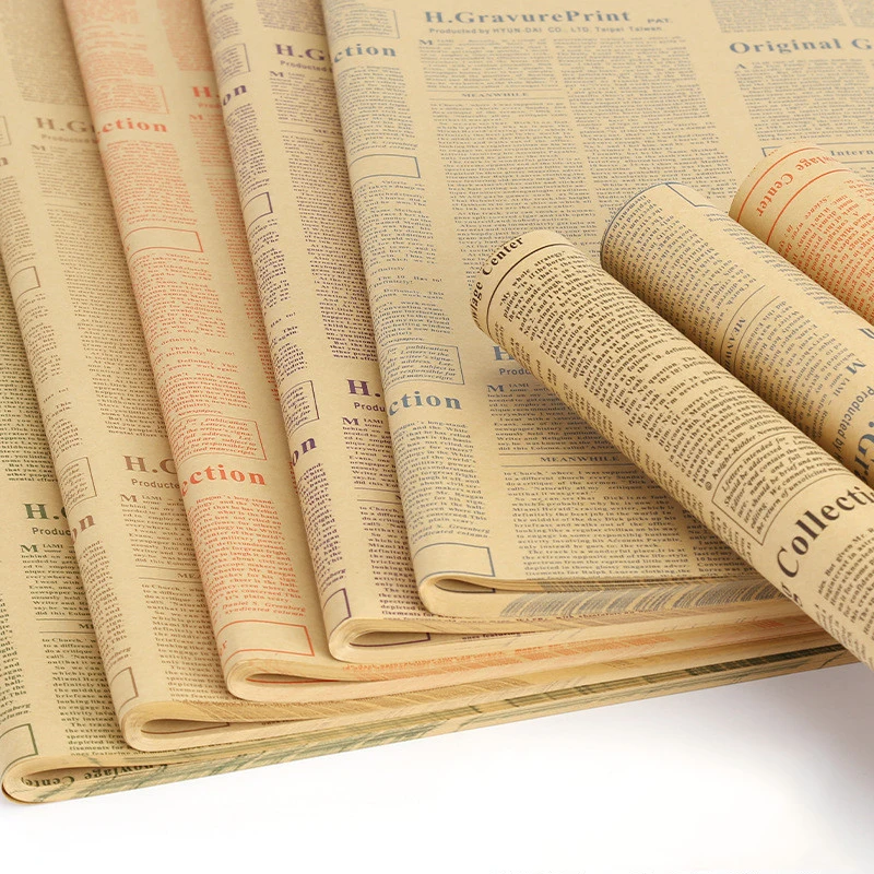 

10pcs 52*72cm Retro Newspaper for Flower Package Florist Wrapper Flower Bouquet Wrapping Paper Valentine's Gift Wrapping paper