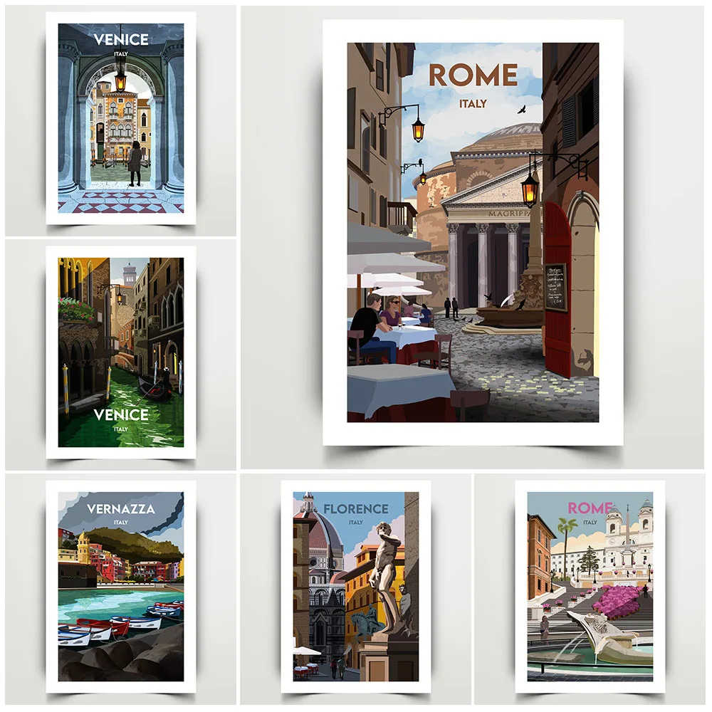 

Florence,Rome,Cinque Terre Vernazza Travel Poster Print,Italy Wall Art, Italy Travel Souvenir Art Canvas Painting Home Decor