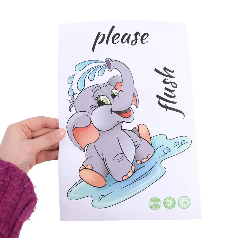 

Creative Elephant Elephant Playing Water Stickers Lovely Self-adhesive Elephant Toilet Decals Waterproof Cartoon Room Wallpaper
