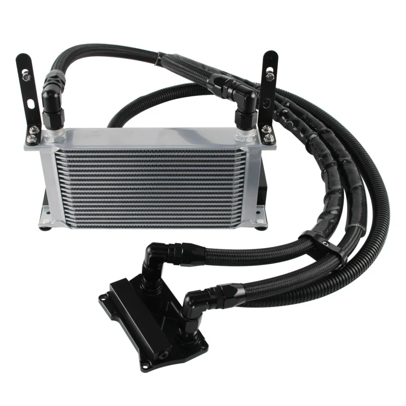 Black/Silver 19 Row AN10 Oil Cooler Filter Adapter Kit For Mercedes BENZ M278 M157 4.7L/5.5L V8 Engine Aluminum