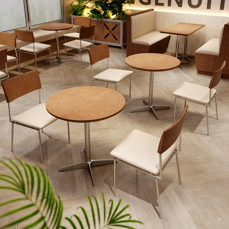 Korean coffee shop with tables and chairs combined, milk tea dessert shop, iron wrought Western restaurant with dining chairs