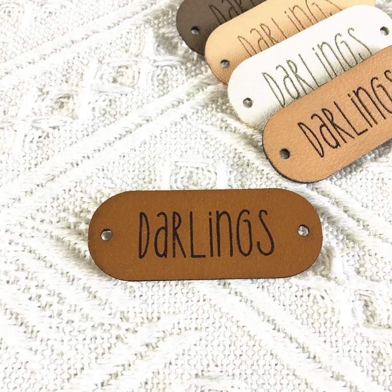 30pcs Sewing labels for clothing knitting Personalized logo leather tags for Handmade items Laser engraved Garment crochet label