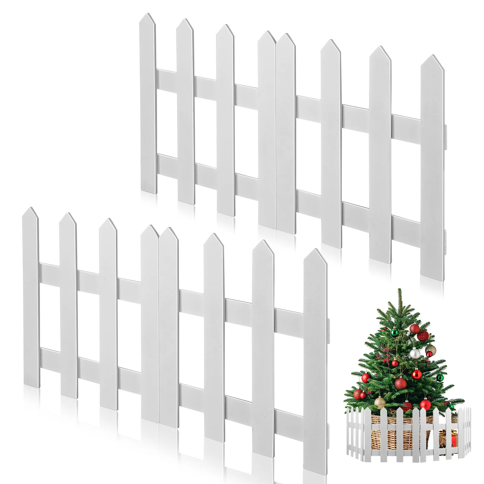 

1Set 1.2m Wooden Picket Fence Decorative Miniature for Garden Courtyard Hotel Restaurant Outdoor Christmas Tree Decoration White