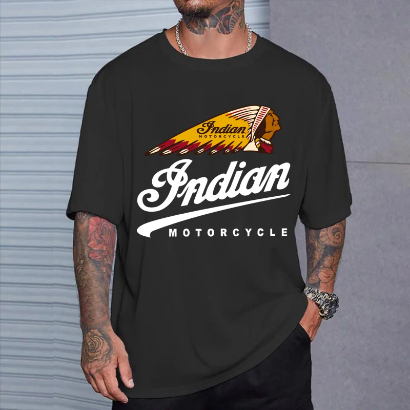 2024 Men T Shirt Casual Indians Motorcycle T-shirt Graphic Oversized Motorbike Biker Cafe Racer Chopper Vintage Streetwear S-5XL