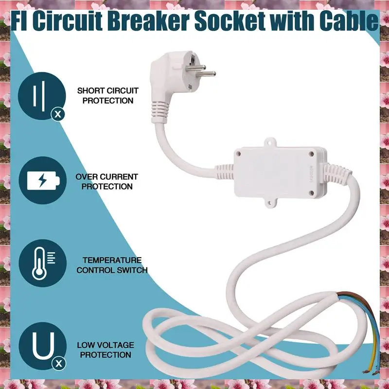 2025 FI Circuit Breaker Socket Residual Current Circuit Breaker Plug With Cable,Personal Protection Adapter EU Plug,FI Circuit B