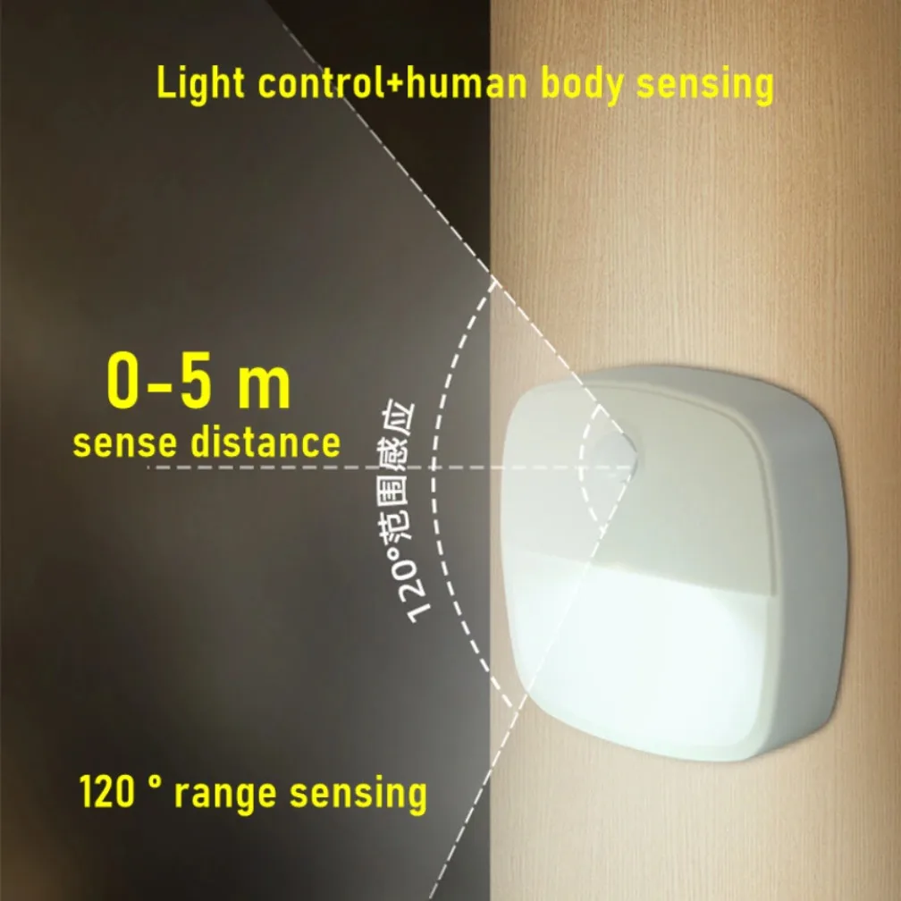 PIR Sensor de Movimento LED Night Light, AAA Alimentado por Bateria, Noite Lâmpada para Cozinha, Armário, Guarda-Roupa, Escada, Sem Fio Luz Do