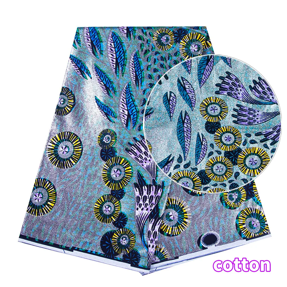 African Wax Print Fabric – 100% Cotton Ankara with Gold Foil Shimmer, 6 Yards/Roll, for Dresses, Headwraps & Fashion Garments - view 2